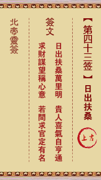 北帝灵签 第43签:日出扶桑 上吉